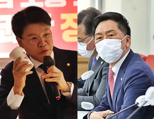 국민의힘 장제원(왼쪽부터) 의원과 당권주자인 김기현 전 원내대표.<장제원 국회의원 페이스북, 국민의힘 홈페이지 사진 갈무리>